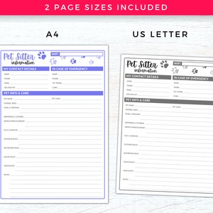 Pet Sitter Instructions for Pet Sitter Notes, Pet Sitter Form, Pet Sitter Planner, Pet Care Planner Printable, Pet Sitter Templates and Pet Sitting