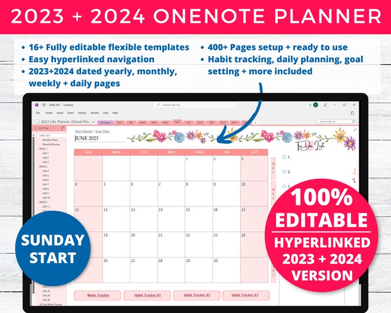 Onenote Planner, Onenote Template, Onenote Planner 2023 2024 for