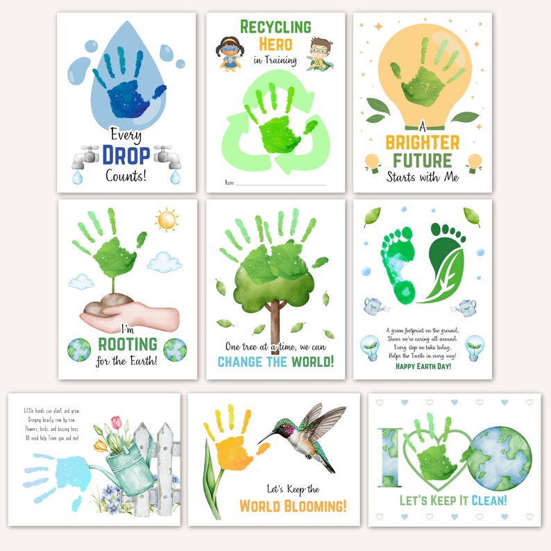 Earth Day Handprint Craft Art for Kids Toddler, Printable DIY Earth Day ...
