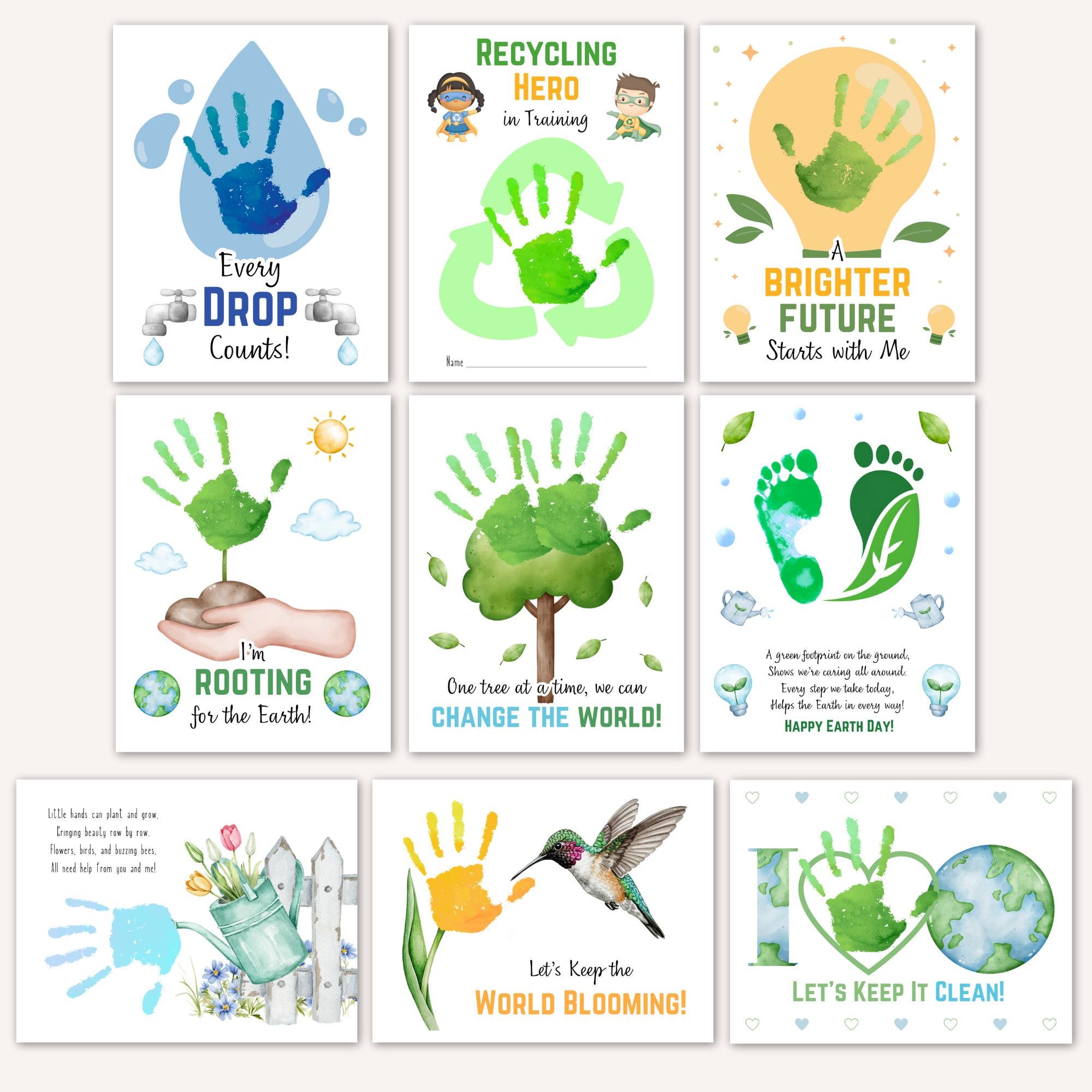 Earth Day Handprint Craft Art for Kids Toddler, Printable DIY Earth Day ...