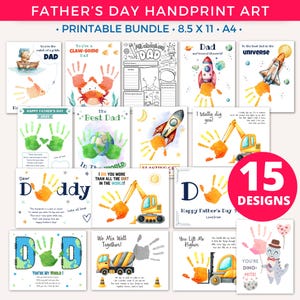 Fathers Day Handprint Printable Craft, Fathers Day Handprint Art, DIY Gift for Dad Grandpa Papa Daddy Birthday Gift from Kids Toddler Baby