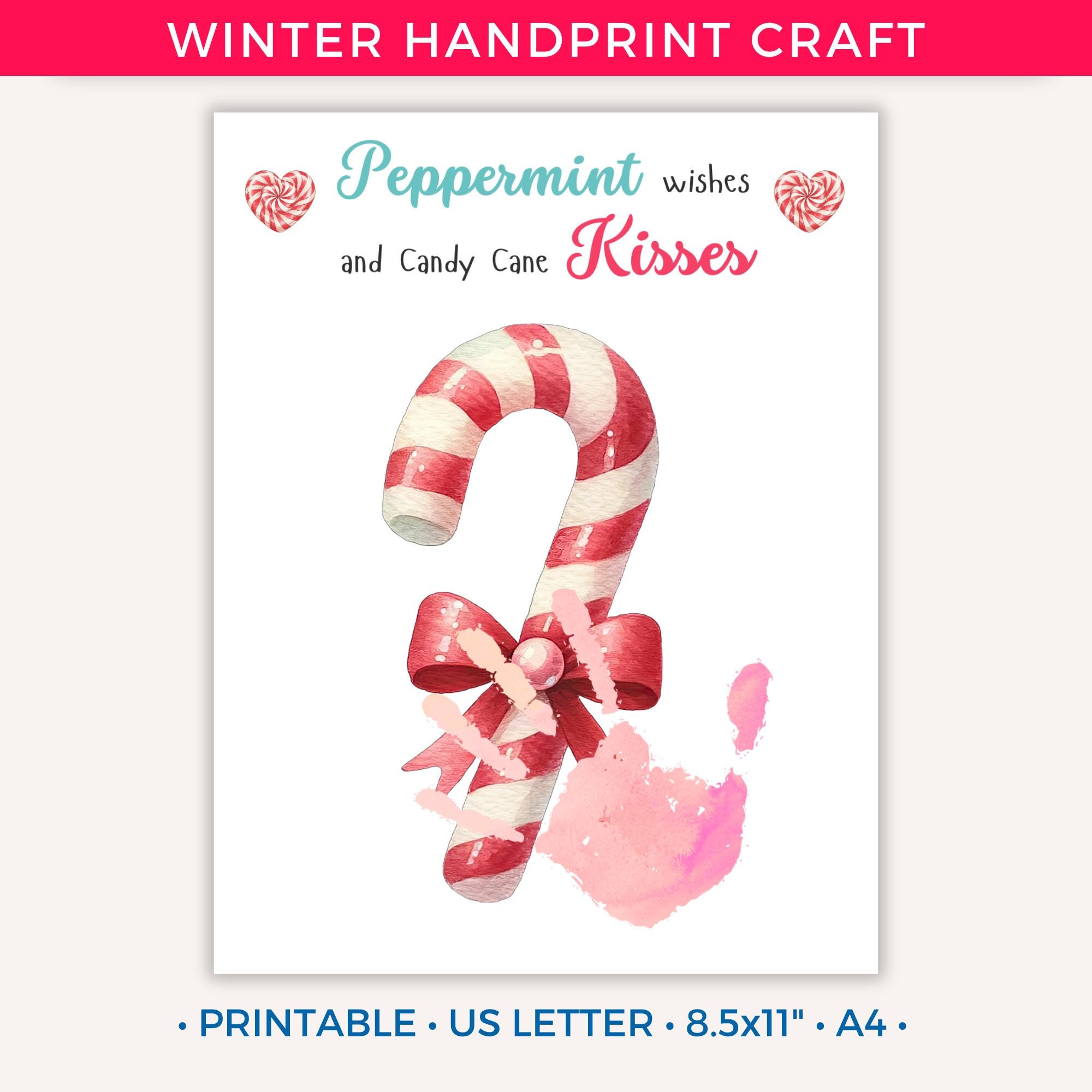 40 Candy Cane Crafts Kids Will Love 28 Christmas Handprint Craft, Christmas Handprint Art Printable for…