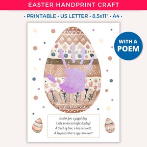 Easter Handprint Art Craft, Easter Egg, Spring Handprint, DIY Printable Crafts for Kids Baby Toddler Daycare Preschool Classroom Activity B
