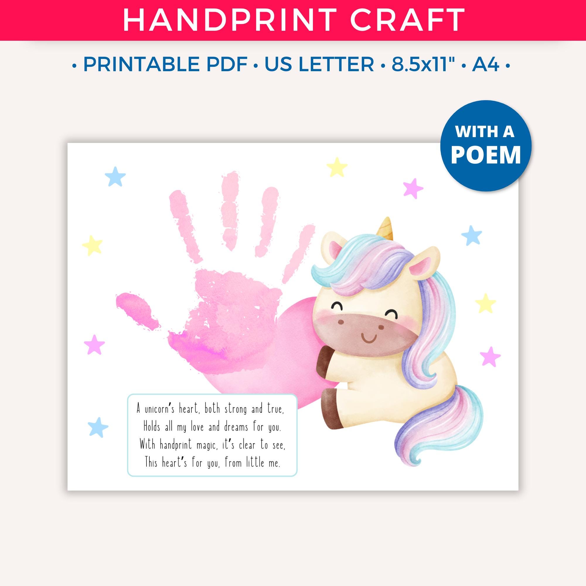 Unicorn Handprint Printable Craft, Magical Handprint Art, Preschool…