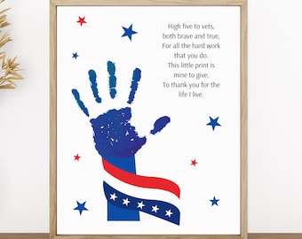 Veterans Day Handprint Art Bundle, Veterans Day Handprint Craft, Patriotic Activity For Kids Toddler Preschool, Military Appreciation Gift A