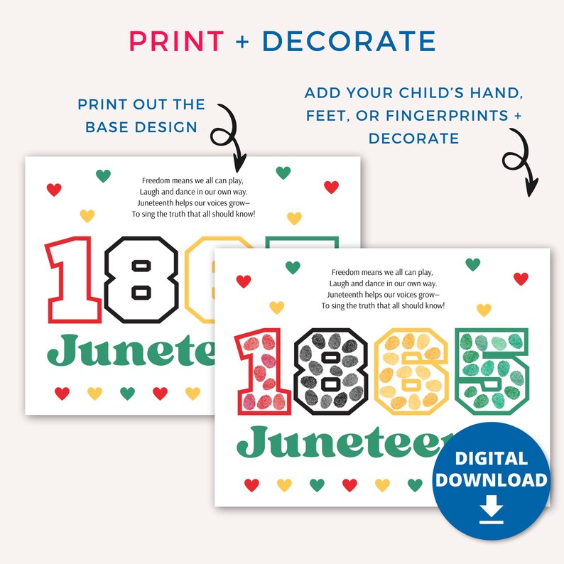 Juneteenth Handprint Printable Craft, Juneteenth Handprint Art, June ...