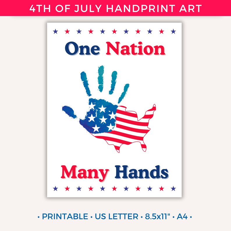 Handprint Event Map 4th of July Handprint Printable Craft, 4th of July Handprint Art ...
