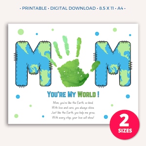 Mom Birthday Handprint Printable Craft, Mothers Day Handprint Art, My Mommy Poem Gift for Mom Mama Sentimental Gift from Kids Toddler Baby