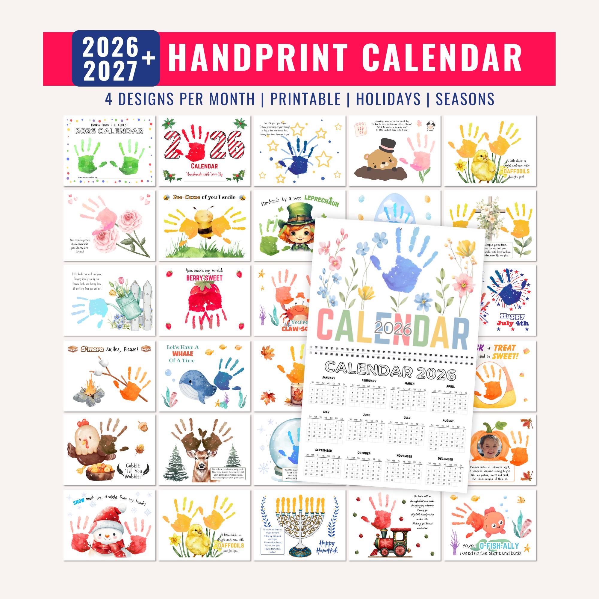 Handprint Calendar 2026 Template, Printable DIY Craft Keepsake ...
