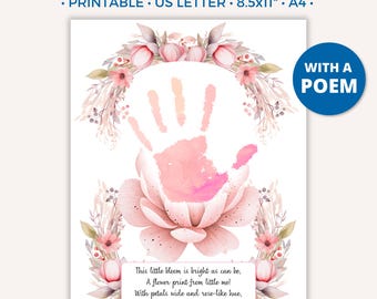 Easter Handprint Art, Flower Bouquet Handprint Art, DIY Printable Craft for Kids, Toddler Keepsake, Fun Easter Activities, Preschool C