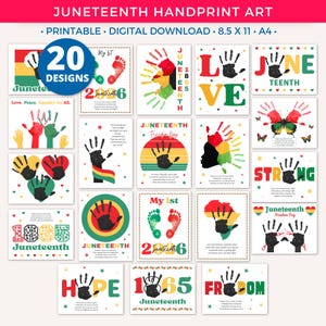 Juneteenth Handprint Printable Craft, Juneteenth Handprint Art, June Summer Activity, Black History, Kids Toddler Baby, Preschool Keepsake