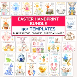 Arte con huellas de manos de Pascua, manualidad imprimible para niños, recuerdo para niños pequeños, actividades divertidas de Pascua, arte creativo con huellas de manos, manualidad de Pascua para niños