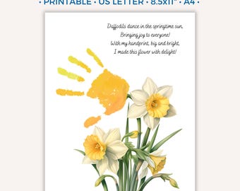 Easter Handprint Art, DIY Printable Craft for Kids, Toddler Keepsake, Fun Easter Activities, Spring Handprint Art Handprint Flower Bouquet C