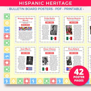 Hispanic Posters, Hispanic Heritage Month Bulletin Board Posters, Educational Posters, Teacher Resources, Classroom Decorations Latino Pride