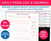 Daily Food Log Printable, Calorie Tracker, Macro Tracker, Food Tracker Journal Diary Diet Planner, Health Weight Loss Journal Tracker Insert