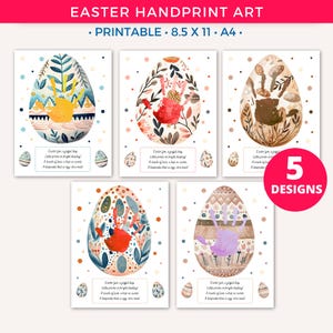 Easter Handprint Art Craft, Easter Egg, Spring Handprint, Footprint DIY Printable Craft for Kids Baby Toddler Daycare Classroom Activity B