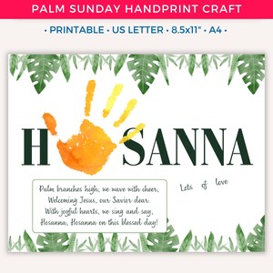 Palm Sunday Handprint Art Craft, Printable Palm Sunday Craft for Kids Toddlers, Easter Story Sunday School Activity, Bible Holy Week B
