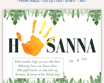 Palm Sunday Handprint Art Craft, Printable Palm Sunday Craft for Kids Toddlers, Easter Story Sunday School Activity, Bible Holy Week B
