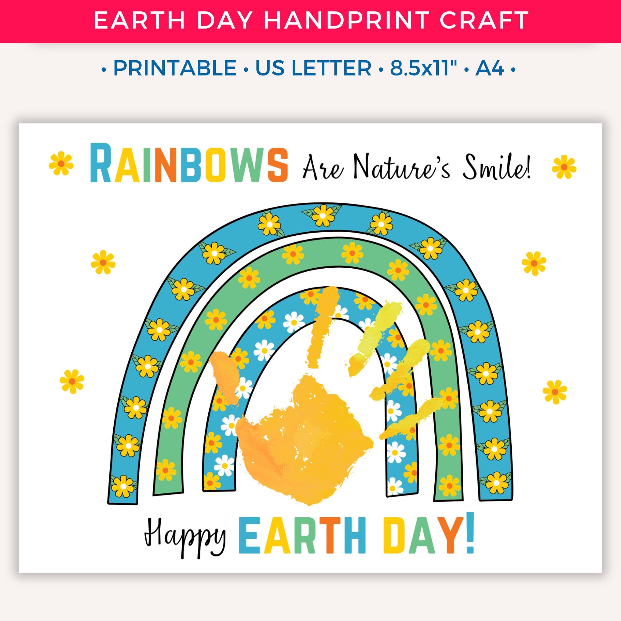 41 Easy Earth Day Crafts And Activities For Kids 16 Rainbow Earth Day Handprint Art Craft, Printable Earth Day Craft…