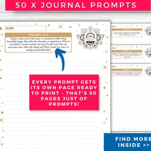 Shadow Work Prompts Pack #3 for Journal Printable Planner Inserts, Mental Health Healing, Mood Therapy, Mindfulness, Self Development and Wellness