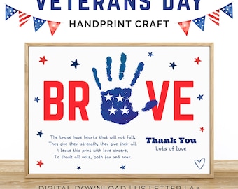 Veterans Day Handprint Art Bundle, Veterans Day Handprint Craft, Patriotic Activity For Kids Toddler Preschool, Military Appreciation Gift A