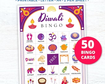 Diwali Bingo Cards Printable, Diwali Party Games for Kids Adults, Fun Diwali Game, Desi Indian Games Activities Decorations, Diwali Ideas