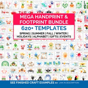 Mega Handprint Craft Bundle, Handprint Craft for Kids Toddler, Footprint Art Keepsake Craft, Holiday Handprint Craft Printable, Pre K Crafts