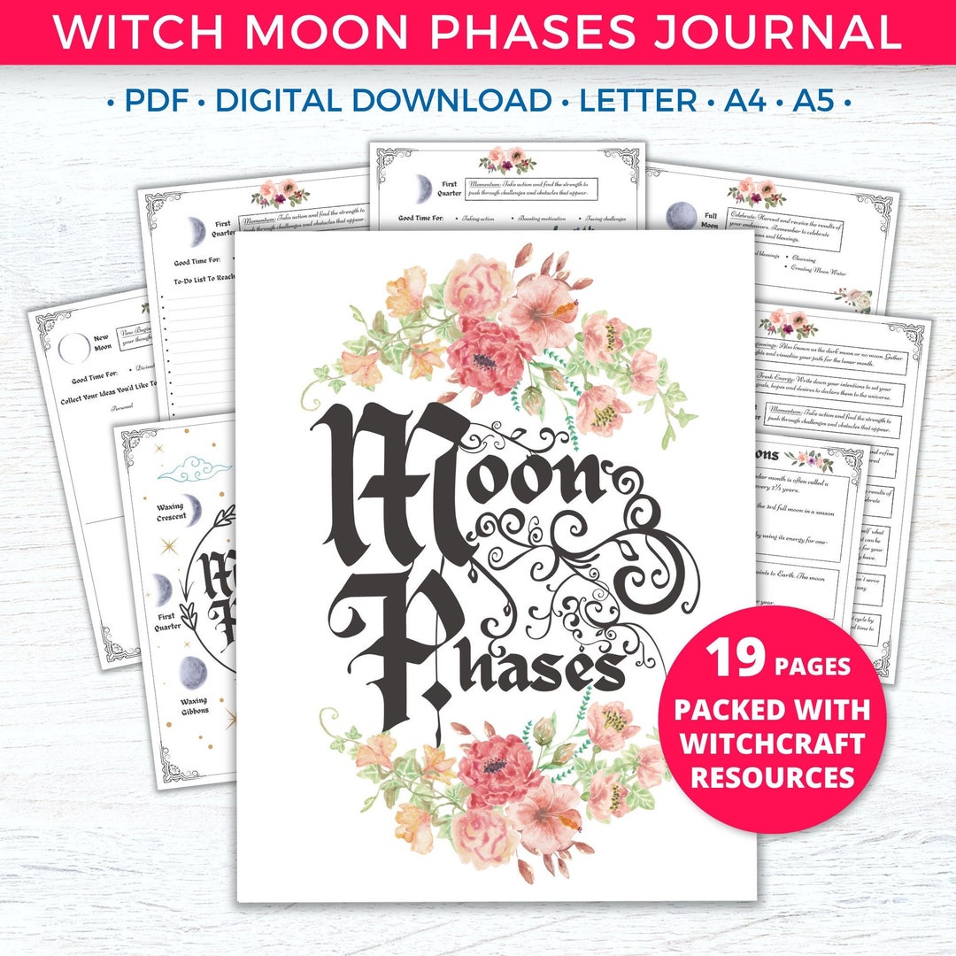 Moon Phases Printable Witch Magic Grimoire Pages Witchcraft Book Of Moon Phases Printable Witch Magic Grimoire Pages Witchcraft Book Of