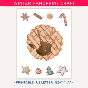 Winter Handprint Craft, Winter Handprint Art Printable for Toddler Kids Baby, Christmas Handprint Gift Preschool Daycare Activity Cookies