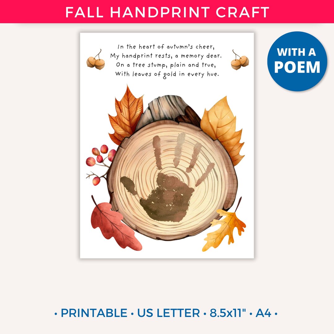 Fall Handprint Art, Fall Handprint Craft Printable for Toddler Kids ...