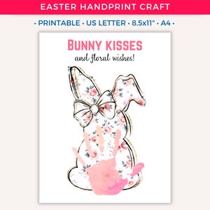 Easter Bunny Handprint Art Craft, Easter Bunny, Spring Handprint, DIY Printable Crafts for Kids Baby Toddler Daycare Preschool Classroom B