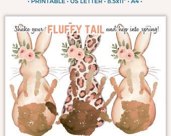 Easter Handprint Craft, Printable Easter Handprint Art for Kids Toddler Baby, Preschool Daycare Activity Keepsake Gift, Fun Spring Bunny A