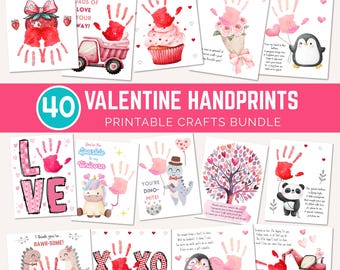 Bundle Valentine's Day / Handprint Craft / Wall Art / Valentine Handprint / Back To School / Preschool Daycare Kids Toddler Activity VB3 244