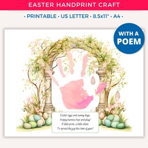 Easter Handprint Art Craft, Easter Egg Spring Handprint, DIY Printable Crafts for Kids Baby Toddler Daycare Preschool Classroom Activity B