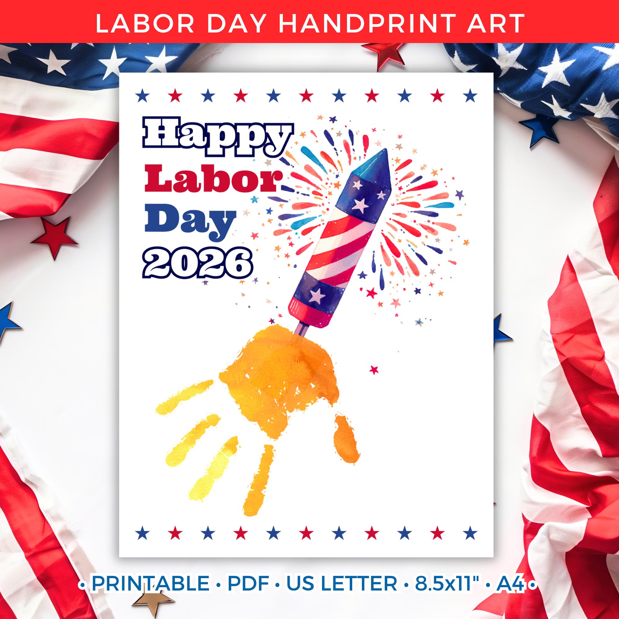 37 Easy & Fun Labor Day Crafts for Kids of All Ages 2 Labor Day Handprint Printable Craft, Labor Day Handprint Art,…