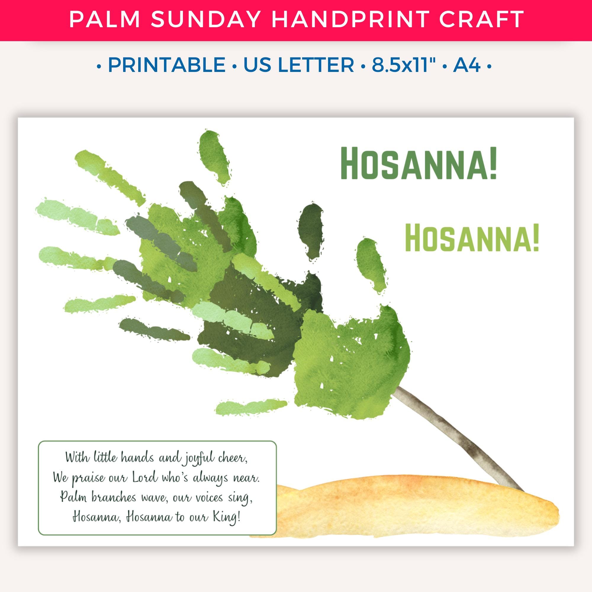 Palm Sunday Handprint Art Craft, Printable Kids Activity, Easter Bible ...
