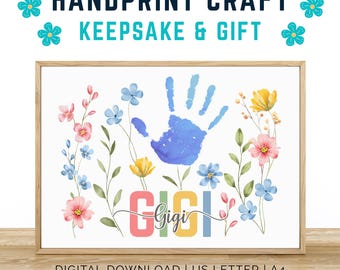 Gigi Grandma Handprint Birthday Card Craft, Handprint Art DIY Birthday Gift from Grandkids, New Gigi Grandma Gift, Baby Toddler Keepsake
