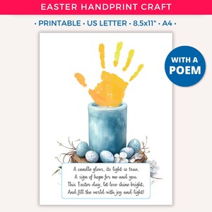 Easter Handprint Art Craft for Kids, Easter Printable Keepsake Art, Baby Toddler Preschool Kindergarten, Sunday School Bible Christian D