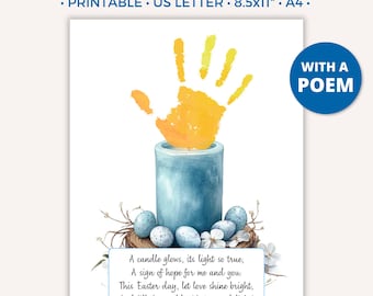Easter Handprint Art Craft for Kids, Easter Printable Keepsake Art, Baby Toddler Preschool Kindergarten, Sunday School Bible Christian D