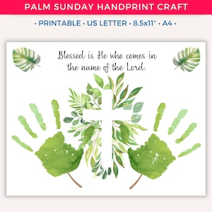 Palm Sunday Handprint Art Craft, Printable Palm Sunday Craft for Kids Toddlers, Easter Sunday School Activity, Bible Holy Week Preschool A