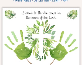 Palm Sunday Handprint Art Craft, Printable Palm Sunday Craft for Kids Toddlers, Easter Sunday School Activity, Bible Holy Week Preschool A