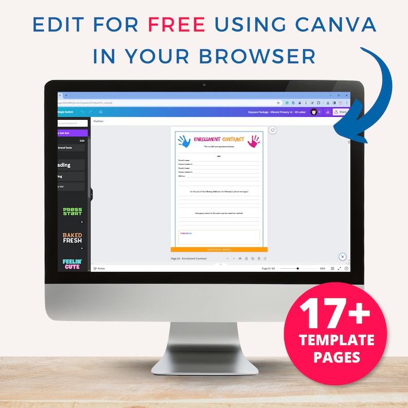 In Home Daycare Forms, Childcare Enrollment Forms, Daycare Contract Policy Handbook, Daycare Printables Editable Canva Template, Preschool