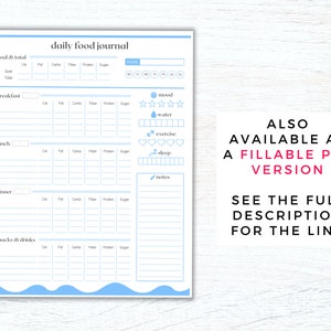 Daily Food Log Printable Planner, Macro Tracker Meal Planner, Daily ...