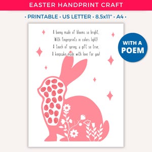 Easter Handprint Art Craft, Easter Egg Bunny, Spring Handprint, DIY Printable Crafts for Kids Baby Toddler Daycare Classroom Activity B
