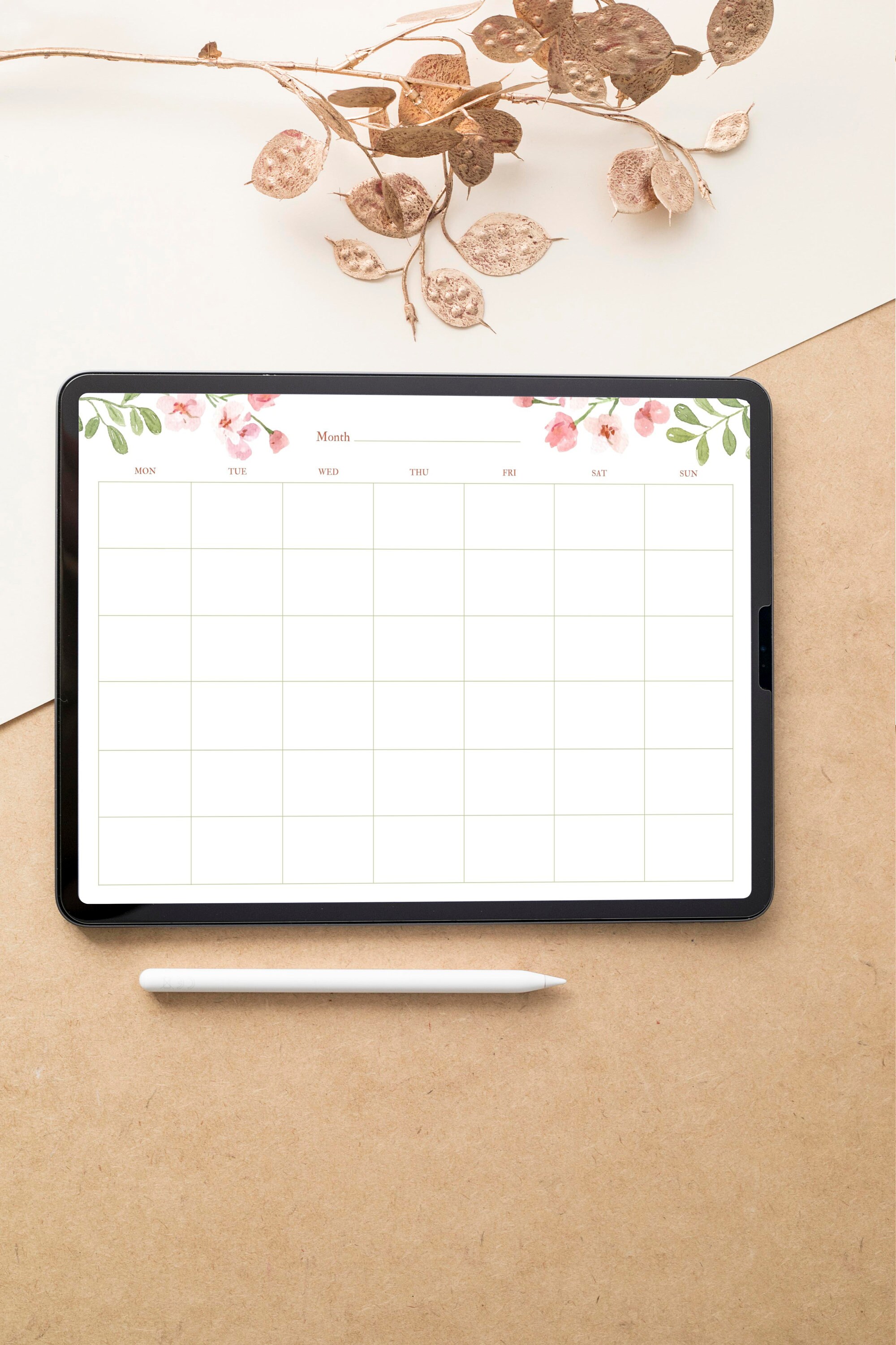 Undated Monthly Planner Printable, Printable Desk Monthly Planner ...