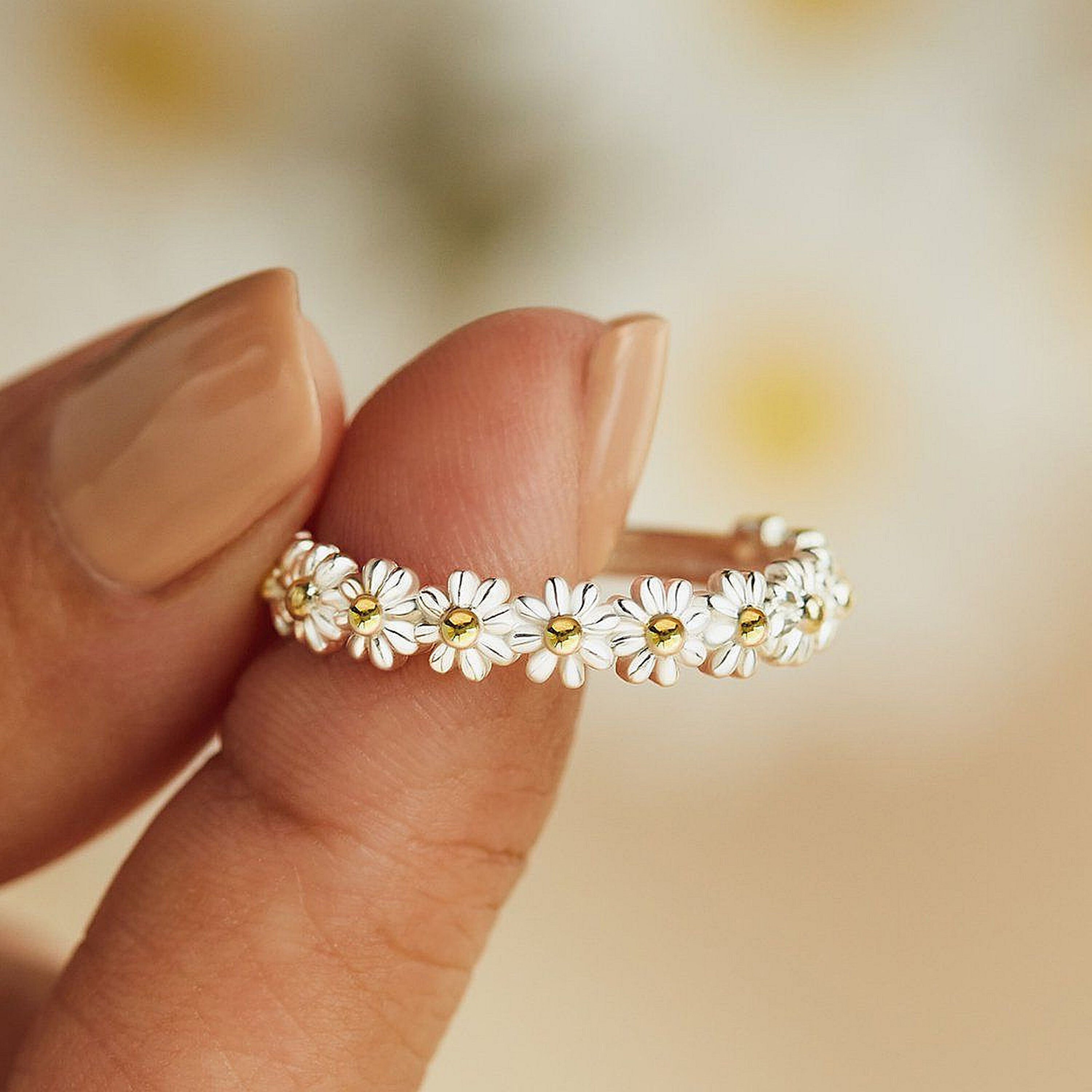 Daisy Ring Adjustable Daisy Flower Ring Feminine Ring Cute Etsy
