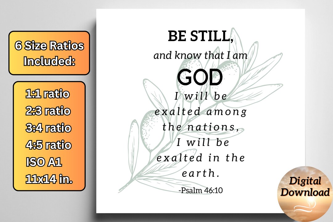 Be Still Printable Christian Wall Art, Digital Download Scripture Wall ...