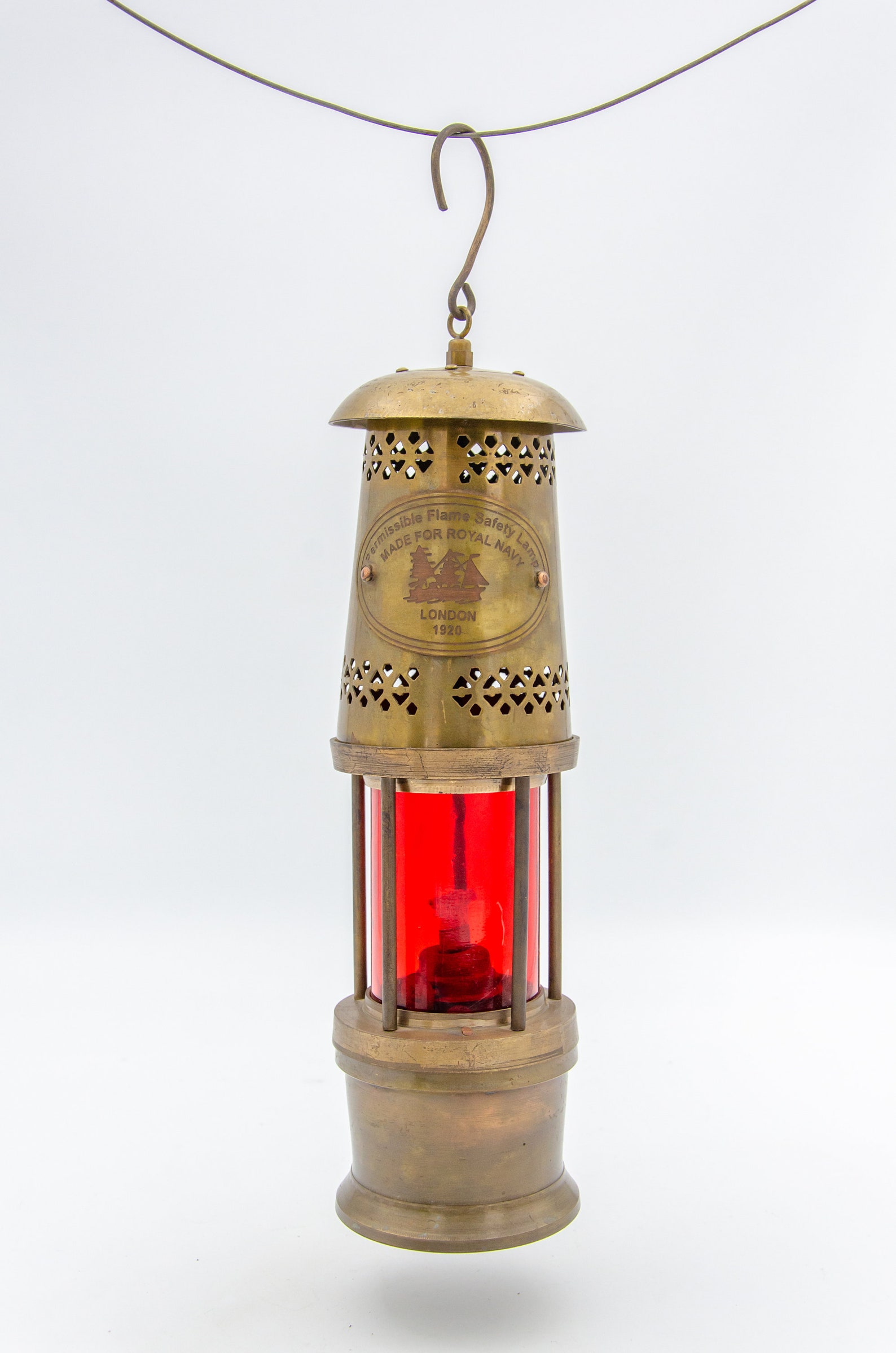 British Coal Mining Lantern Vintage Brass Lamp set of 2 Red Etsy