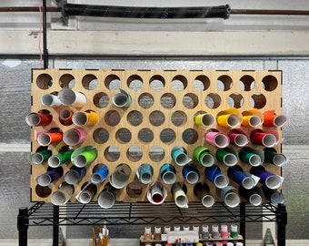 Vinyl Roll Holder, 25 Rolls, Vinyl Roll Storage, Vinyl Roll Organizer, 100%  Cotton & Wood Dowels, Choice of Damage Free Hooks 