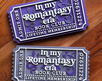 3D Printed Romantasy Book Club Ticket Bookshelf Sitter